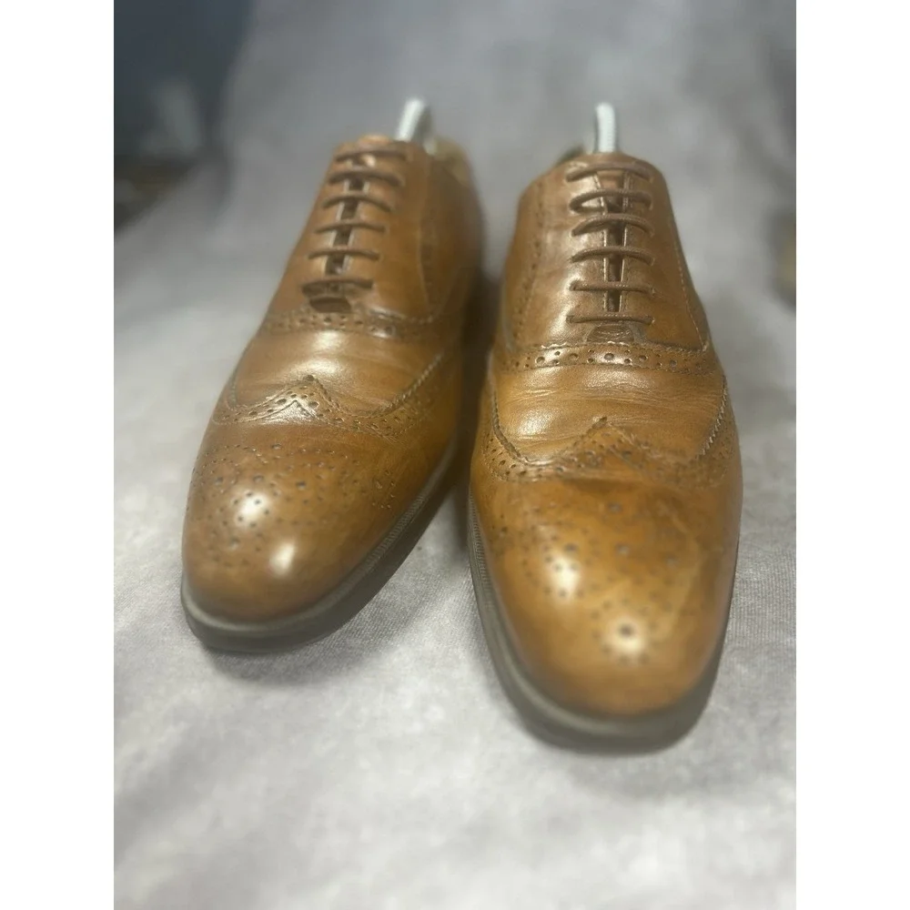 Vince Camuto Men's Wingtip Oxford Dress Shoes Brown Leather Lace Up Size 8
